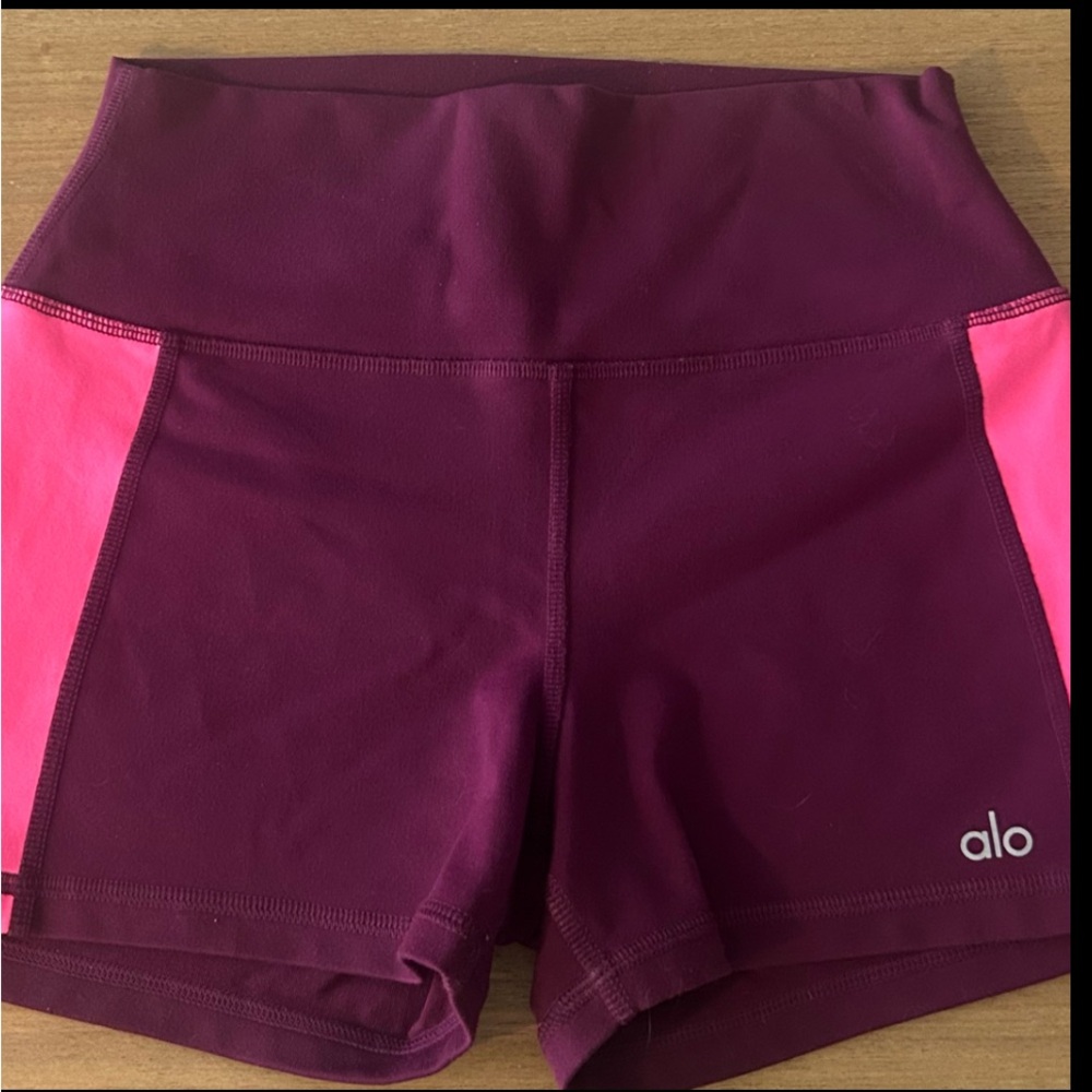 ALO Yoga Women's Berry and Pink Athletic Shorts - Picture 3 of 5